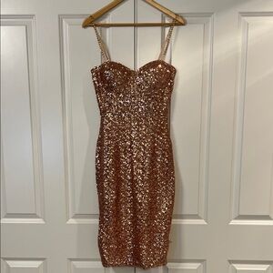 BNWOT rose gold sequin dress. Size 6